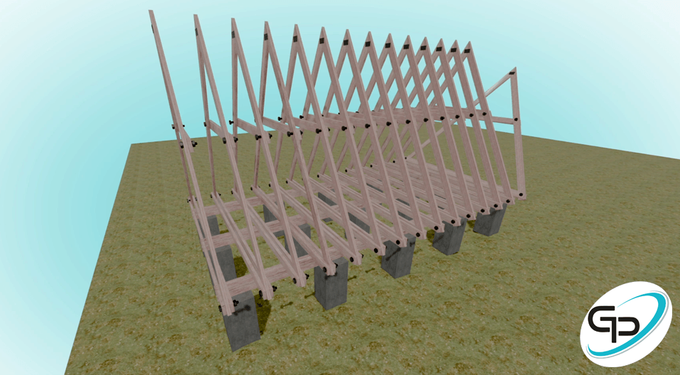 Animation 3D de la construction d'une maison en A