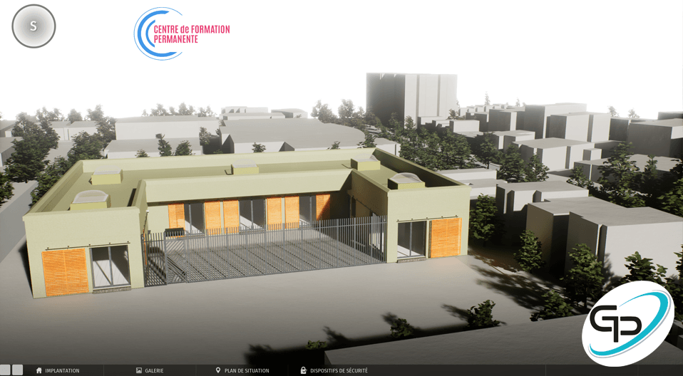 Visite virtuelle 3D interactive de l'implantation d'un centre de formation